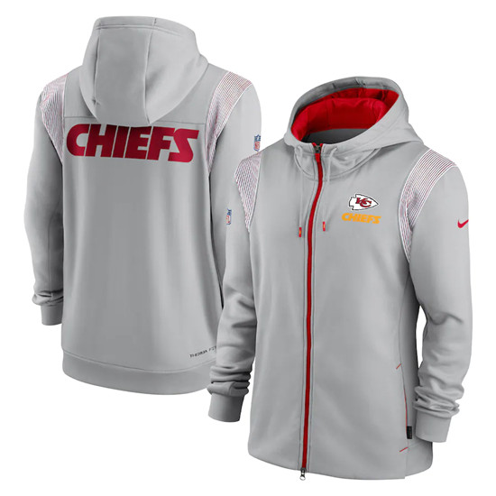 Men's Kansas City Chiefs Gray Performance Sideline Lockup Full-Zip Hoodie